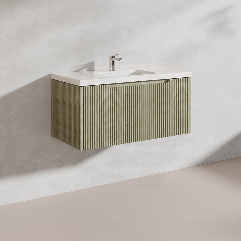 900mm Vienna Wall Hung Vanity Fluted Style PVC Coating 5 Colours Available