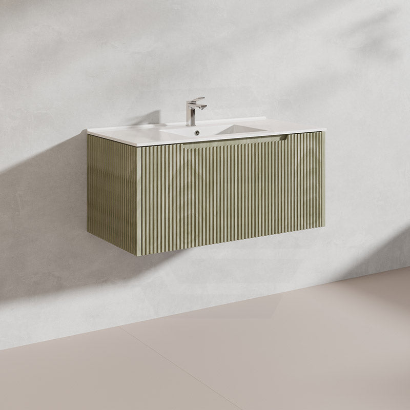 900mm Vienna Wall Hung Vanity Fluted Style PVC Coating 5 Colours Available