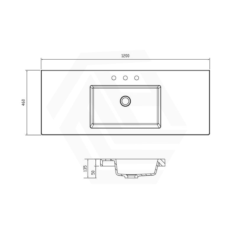 Volvo 460-1500mm Gloss/Matt White Polymarble Tops for Single or Double Bowls Bathroom Vanity