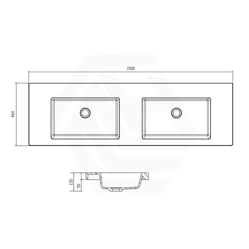 Volvo 460-1500mm Gloss/Matt White Polymarble Tops for Single or Double Bowls Bathroom Vanity