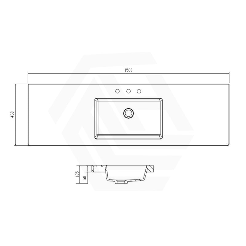 Volvo 460-1500mm Gloss/Matt White Polymarble Tops for Single or Double Bowls Bathroom Vanity