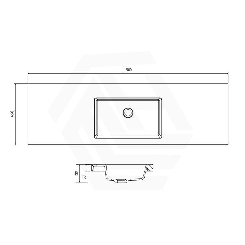 Volvo 460-1500mm Gloss/Matt White Polymarble Tops for Single or Double Bowls Bathroom Vanity