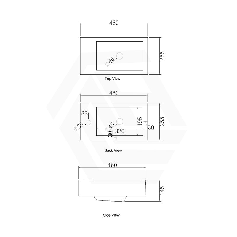 Volvo 460-1500mm Gloss/Matt White Polymarble Tops for Single or Double Bowls Bathroom Vanity