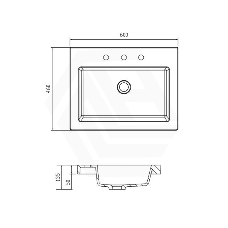 Volvo 460-1500mm Gloss/Matt White Polymarble Tops for Single or Double Bowls Bathroom Vanity