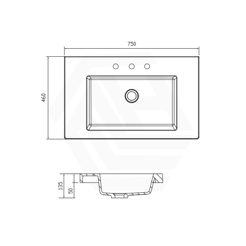 Volvo 460-1500mm Gloss/Matt White Polymarble Tops for Single or Double Bowls Bathroom Vanity