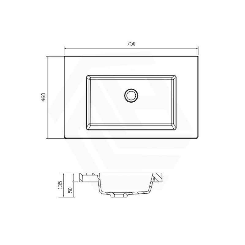 Volvo 460-1500mm Gloss/Matt White Polymarble Tops for Single or Double Bowls Bathroom Vanity