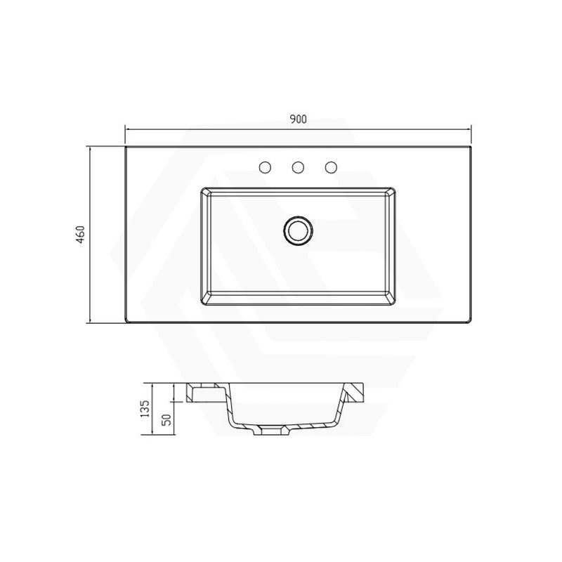 Volvo 460-1500mm Gloss/Matt White Polymarble Tops for Single or Double Bowls Bathroom Vanity