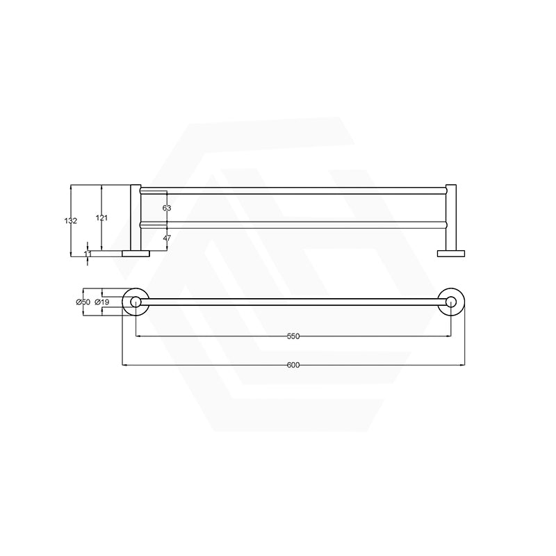Otus Slimline 600mm/900mm SS304 Double Towel Rail