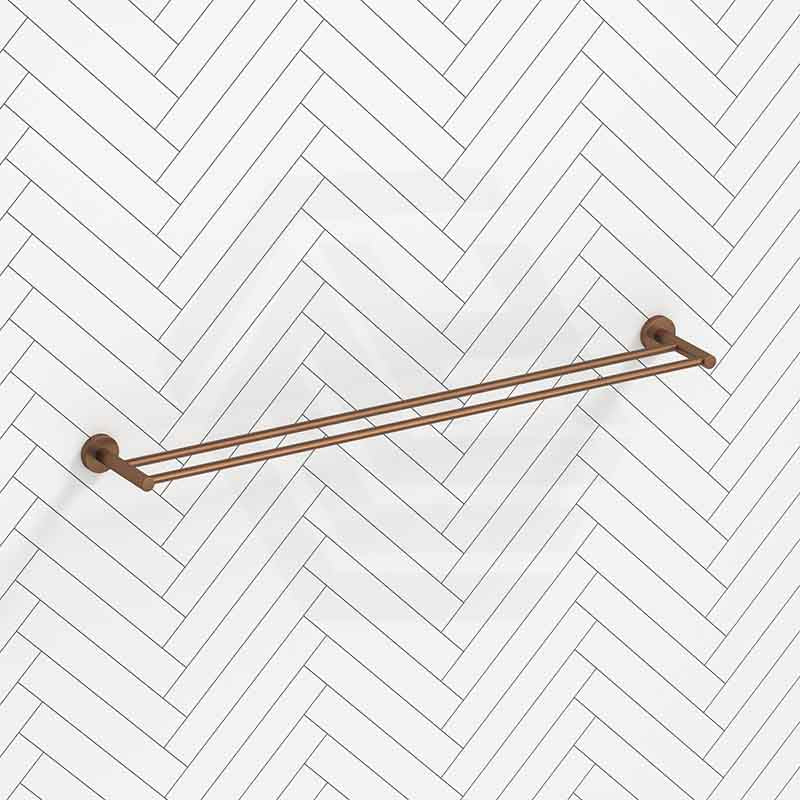 #Brushed Copper Otus Slimline 600mm/900mm SS304 Double Towel Rail