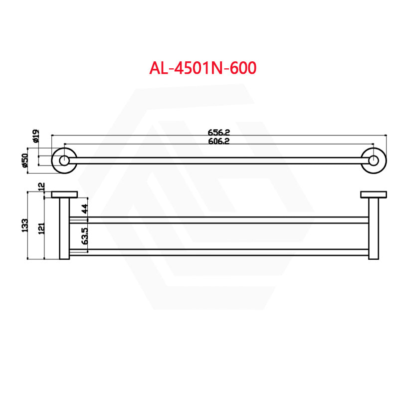 Otus Slimline 600mm/950mm SS304 Double Towel Rail Variant Colour Available