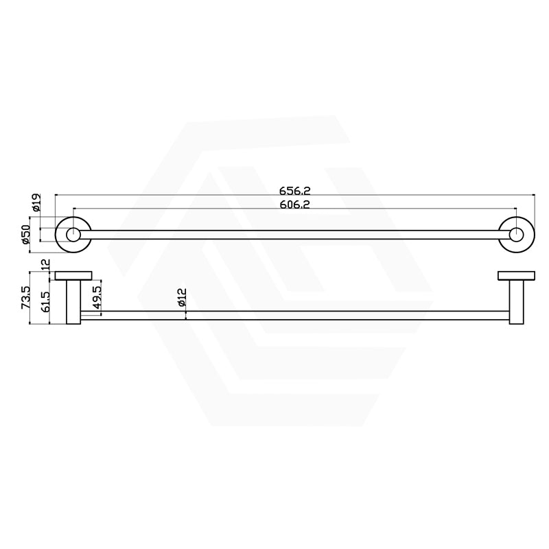 Otus Slimline 600mm/950mm SS304 Single Towel Rail Variant Colour Available