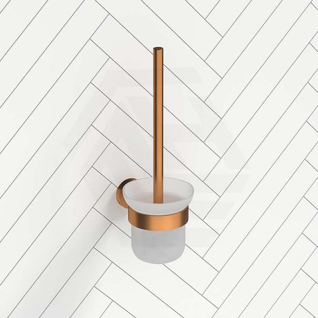 #Brushed Copper Otus Slimline Round Stainless Steel Toilet Brush Set