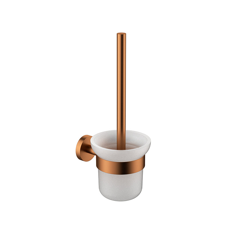 #Brushed Copper Otus Slimline Round Stainless Steel Toilet Brush Set
