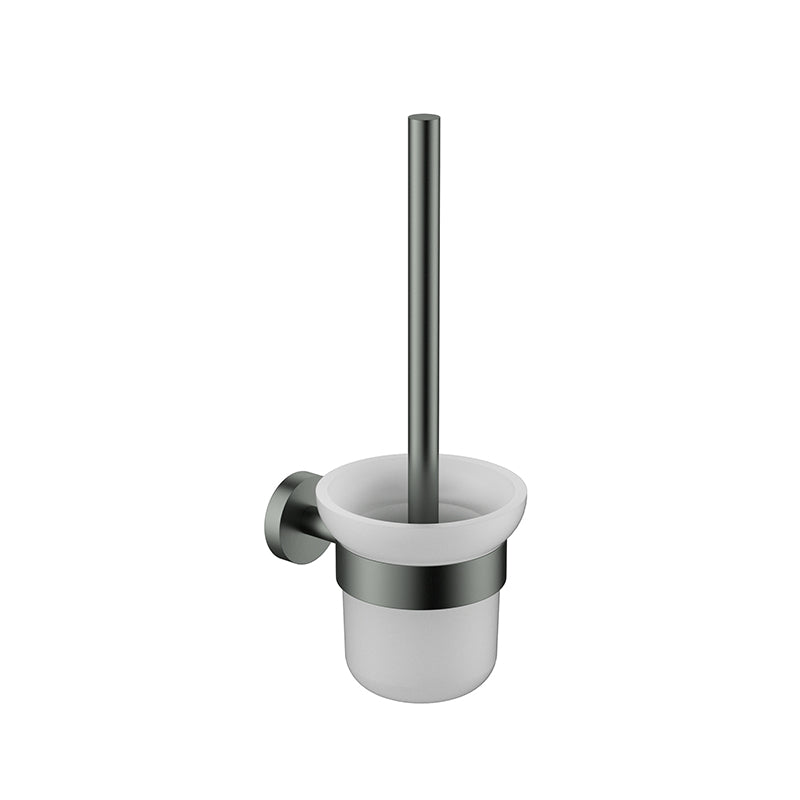 M#1(Gunmetal-Grey Otus Slimline Round Stainless Steel Toilet Brush Set