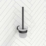 #Matt Black Otus Slimline Round Stainless Steel Toilet Brush Set