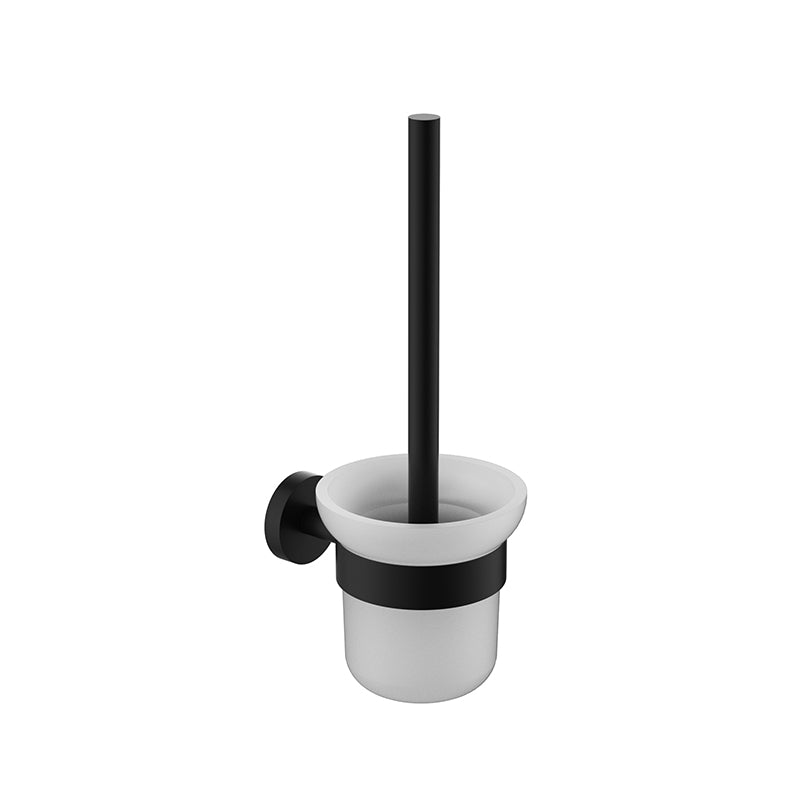#Matt Black Otus Slimline Round Stainless Steel Toilet Brush Set