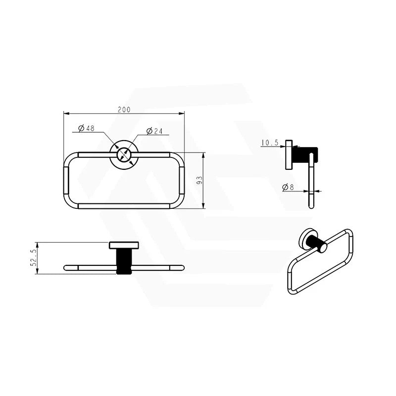 IKON Linie Rectangular Brass Towel Ring Variant Colour Available