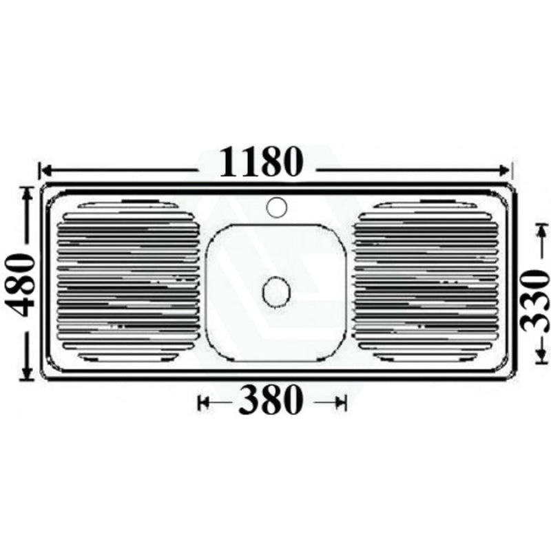 1180X480X170Mm Stainless Steel Kitchen Sink Single Bowl Double Drainer Board Sinks