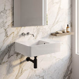 IKON ART Left/Right Rectangle Bowl Wall Hung Ceramic Shelf Basin 600x425x168mm - Gloss White