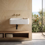 IKON ART Left/Right Rectangle Bowl Wall Hung Ceramic Shelf Basin 600x425x168mm - Gloss White