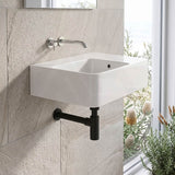 IKON ART Left/Right Rectangle Bowl Wall Hung Ceramic Shelf Basin 600x425x168mm - Gloss White
