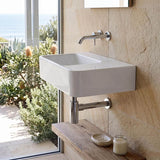 IKON ART Left/Right Rectangle Bowl Wall Hung Ceramic Shelf Basin 600x425x168mm - Gloss White