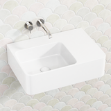 600X425X168Mm Ikon Art Left/Right Square Bowl Wall Hung White Ceramic Shelf Basin Left Basins