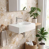 IKON ART Left/Right Round Bowl Wall Hung Ceramic Shelf Basin 600x425x168mm - Gloss White