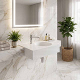 IKON ART Left/Right Round Bowl Wall Hung Ceramic Shelf Basin 600x425x168mm - Gloss White