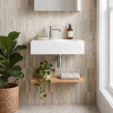 IKON ART Left/Right Round Bowl Wall Hung Ceramic Shelf Basin 600x425x168mm - Gloss White