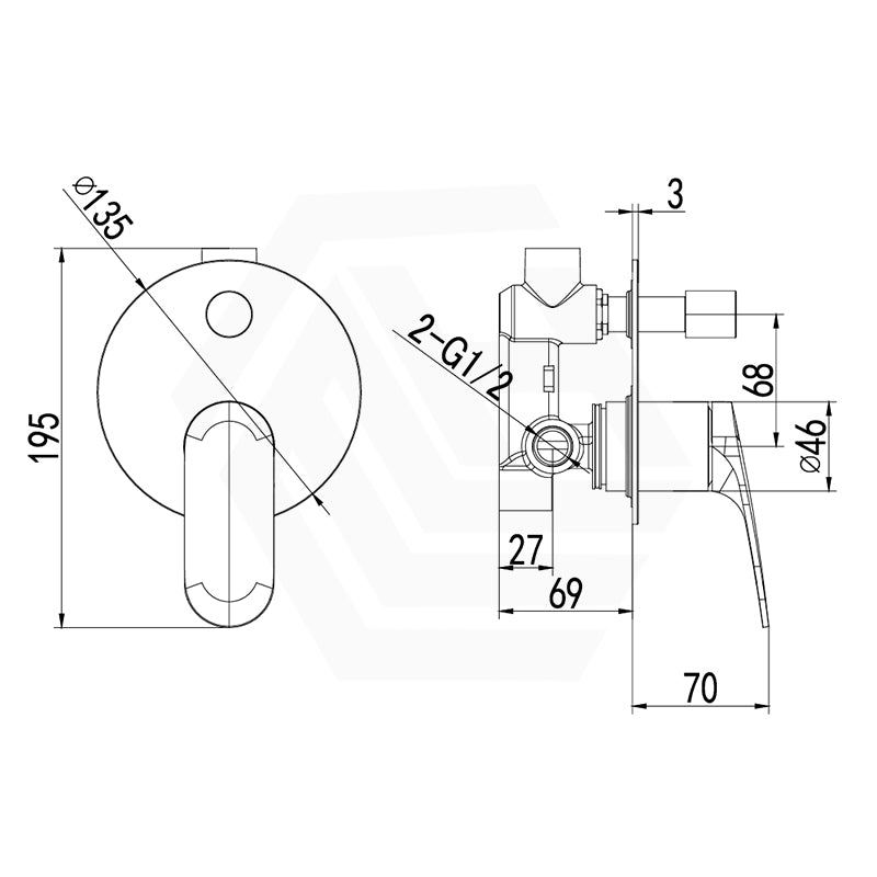 IKON Sulu II Brass Wall Diverter Mixer with Large Round Plate Variant Colour Available