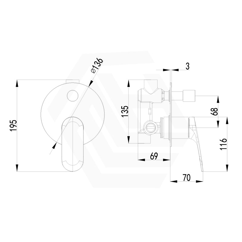 IKON Sulu II Brass Wall Diverter Mixer with Large Round Plate Variant Colour Available