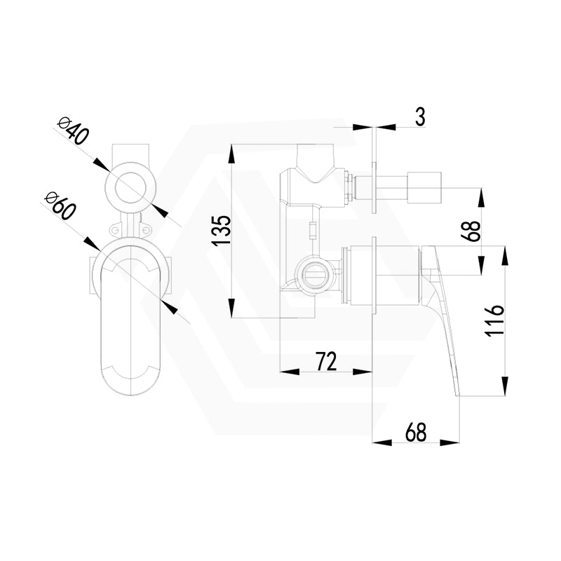 IKON Sulu II Wall Diverter Mixer with Separate Samll Round Plates Variant Colour Available