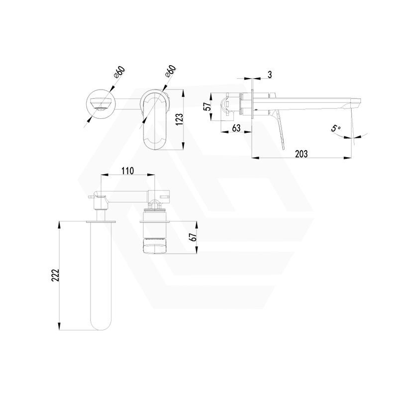 IKON Sulu II Wall Mixer Spout Set With Separate Cover Plates In Various Colour