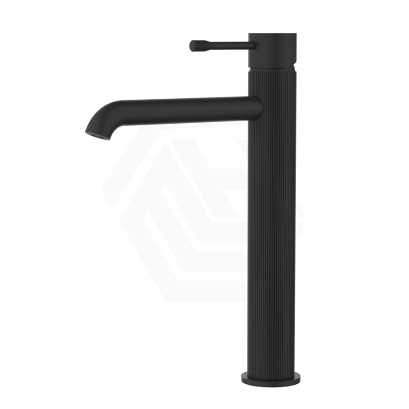Ikon Linie Pin Lever Line Texture Matt Black Tall Basin Mixer Tap For Vanity And Sink Mixers
