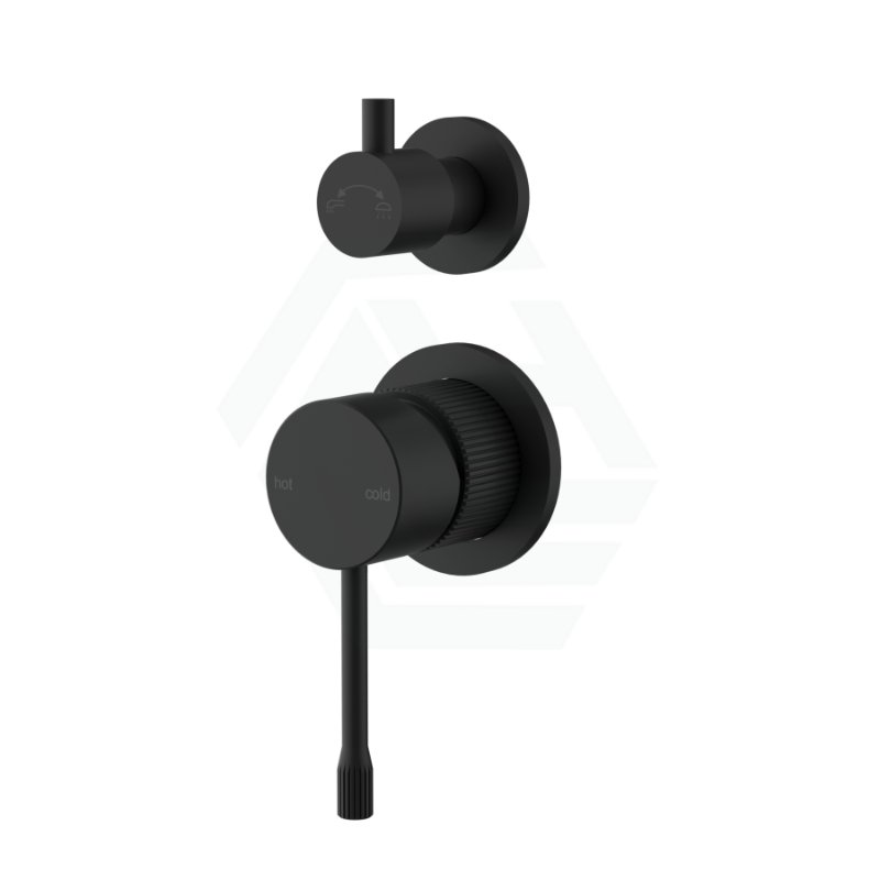 Ikon Linie Pin Lever Brass Matt Black Bath/Shower Wall Diverter Mixer With Separate Cover Plate