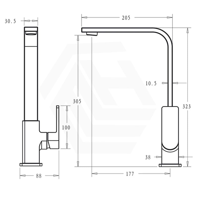 IKON Ceram 360 Degree Swivel Solid Brass Matt Black Kitchen Sink Mixer Tap