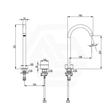 IKON Hali Brass Hob Mounted 360 Swivel Sink Mixer Tap Set Available In Various Colors