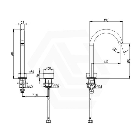 IKON Hali Brass Hob Mounted Basin Mixer Tap Set Available In Various Colors