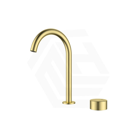 IKON Hali Brass Hob Mounted Basin Mixer Tap Set Brushed Gold