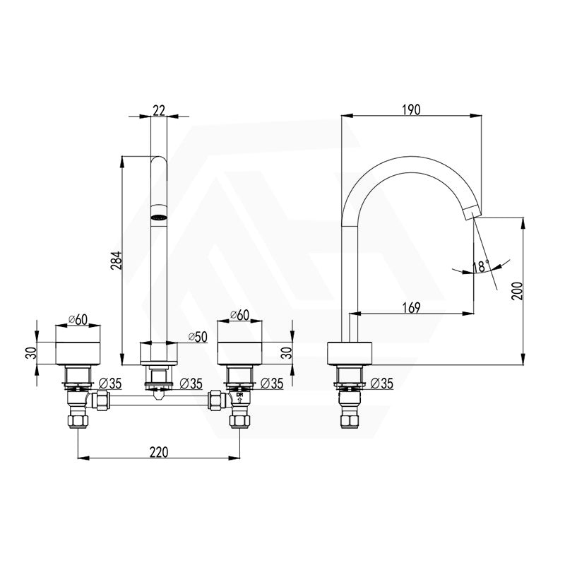 IKON Hali Round Brass Hob Mounted 1/4 Turn C/D Basin Set Available in Various Colors