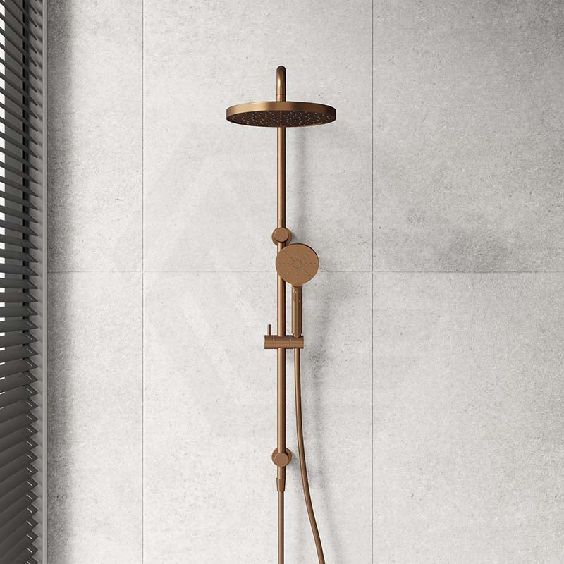 #Brushed Copper Otus Round Multi-function Twin Shower Set