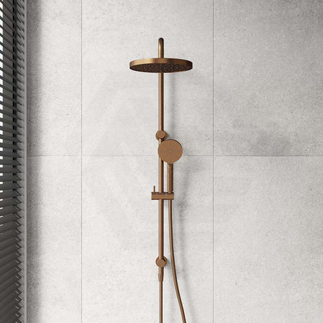 #Brushed Copper Otus Round Multi-function Twin Shower Set
