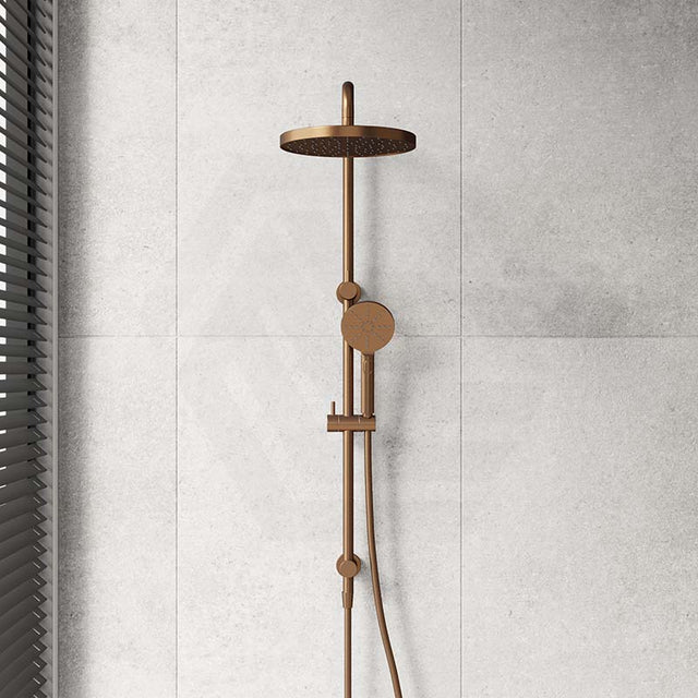 #Brushed Copper Otus Round Multi-function Twin Shower Set