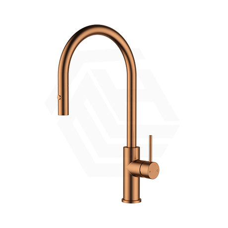 #Brushed Copper Otus Slimline Stainless Steel Gooseneck Pull-Out Sink Mixer