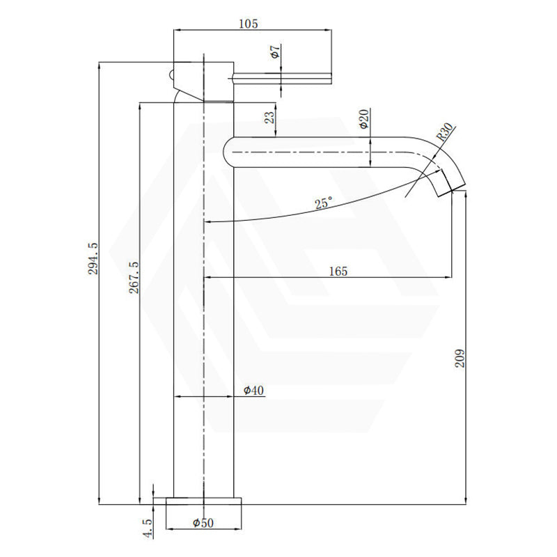 Otus Slimline High Rise Basin Mixer Curved Spout Variant Colour Available