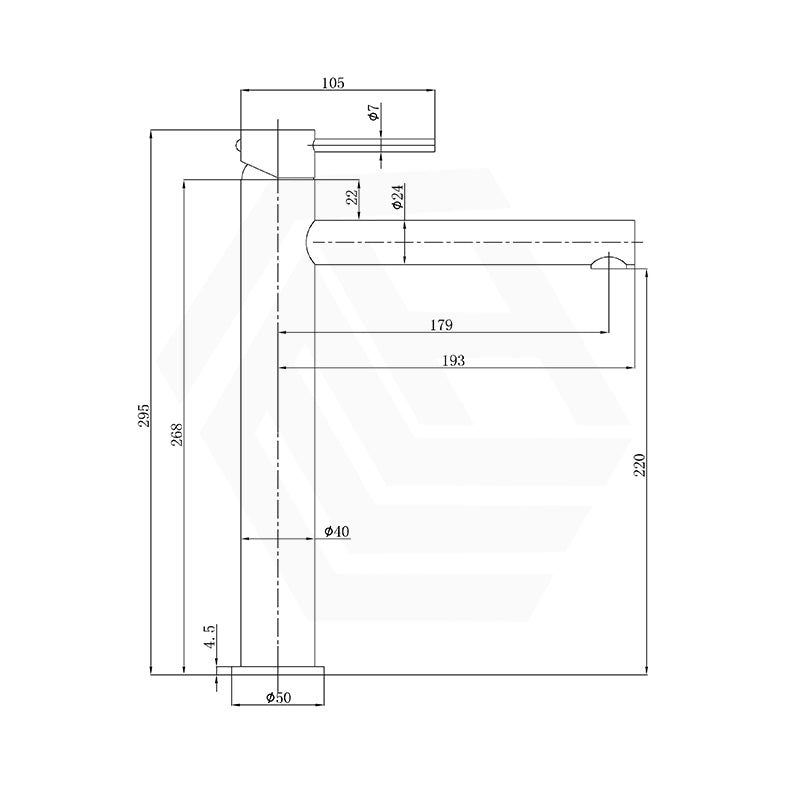 Otus Slimline High Rise Basin Mixer Straight Spout In Various Colours