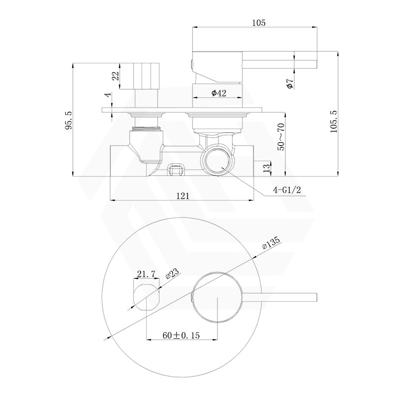 Otus Slimline Round Stainless Steel Wall Mixer with Diverter Variant Colour Available