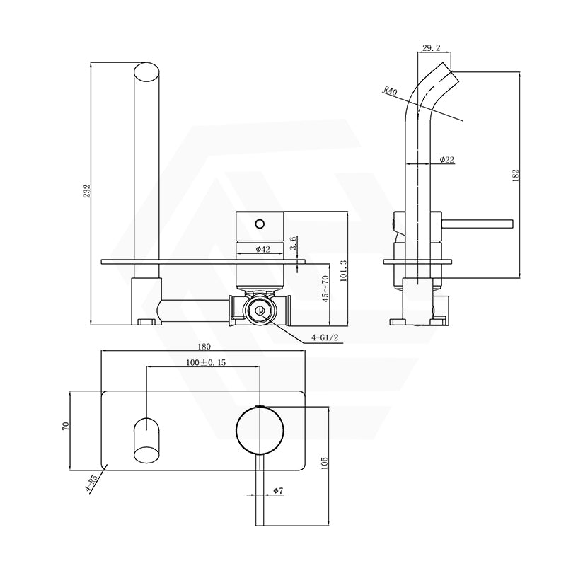 Otus Slimline Lever Up Wall Mixer with Spout Variant Colour Available
