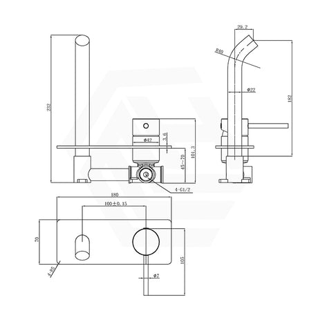 Otus Slimline Lever Up Wall Mixer with Spout Rough-In Body Only